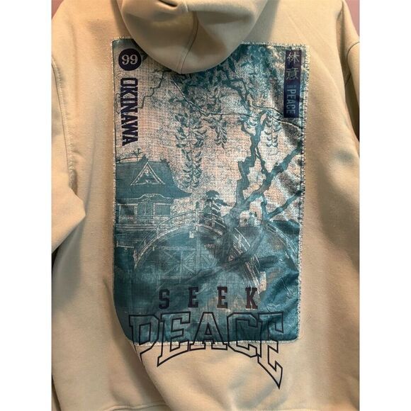 Rue 21 Men's Oversized Standard Peace Hoodie Medium Light Green Pullover - Picture 5 of 9